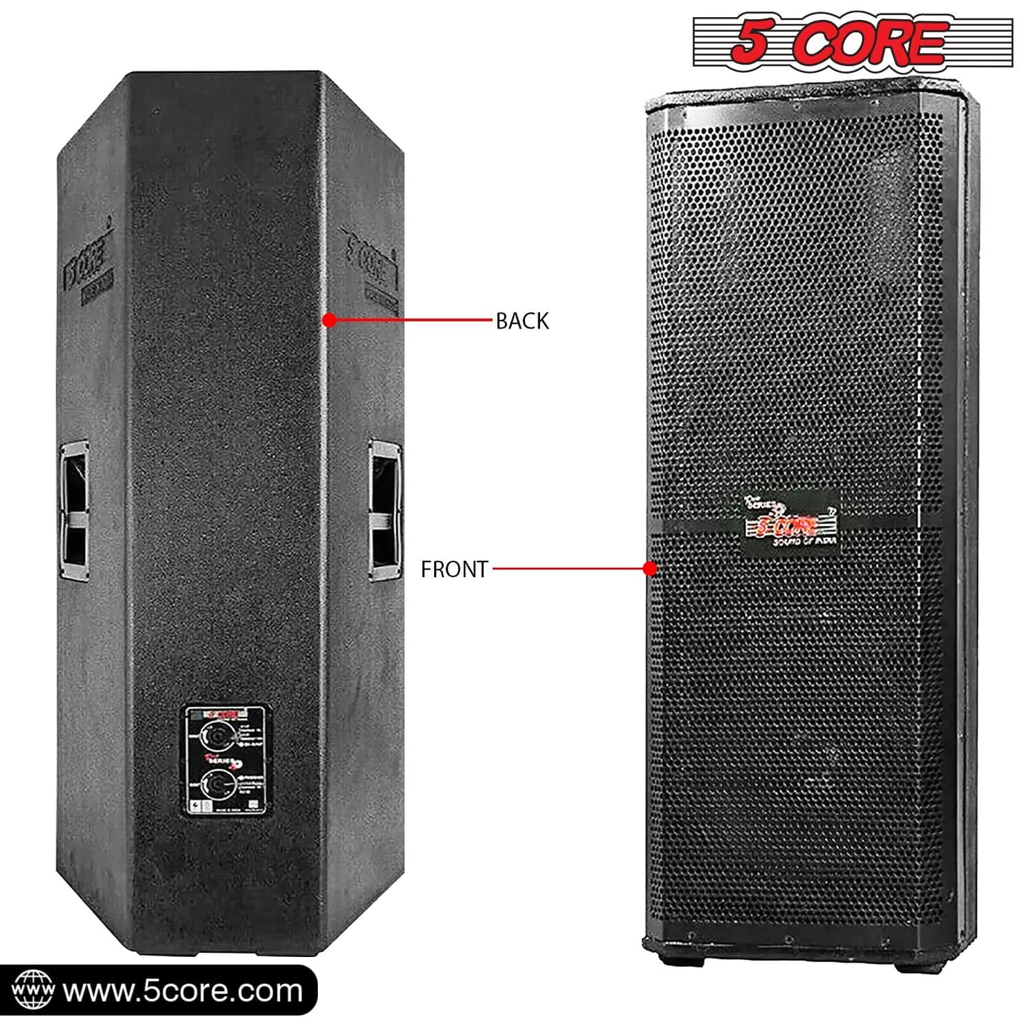 5Core Portable Cabinet PA DJ Speaker System 15 Inch 4000W Passive 3 Way Loudspeaker