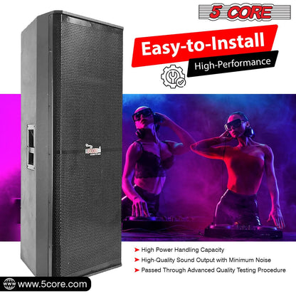 5Core Portable Cabinet PA DJ Speaker System 15 Inch 4000W Passive 3 Way Loudspeaker